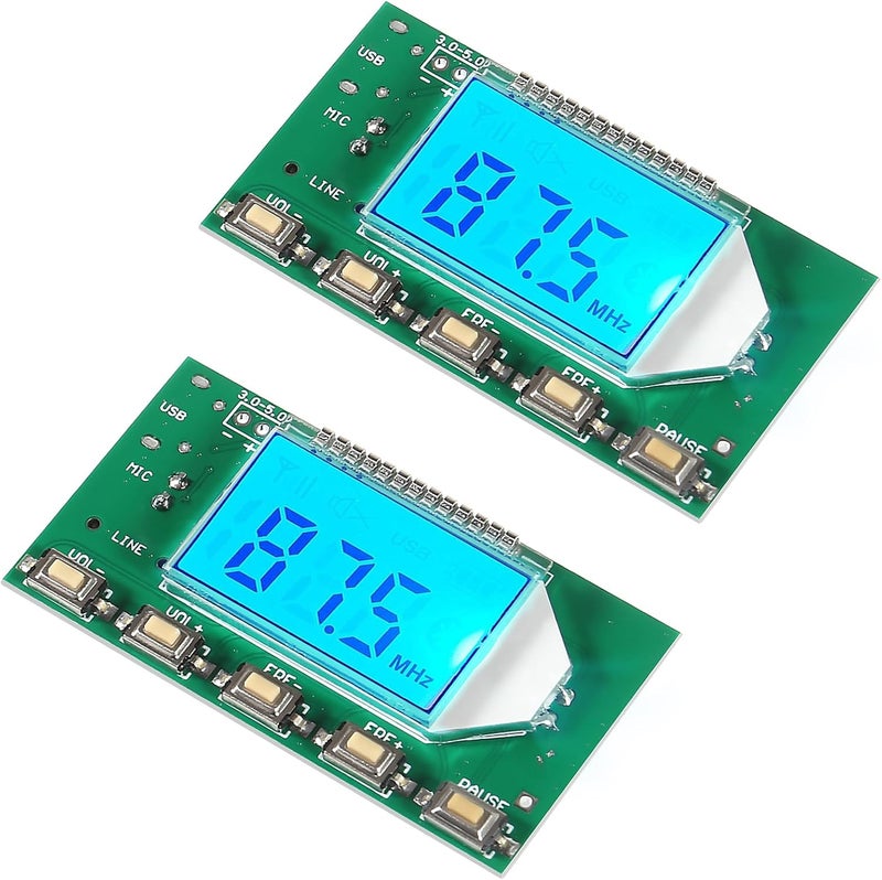 XIITIA 2pcs DC 3V-5V FM Transmitter Module Stereo FM Transmitter DSP PLL 87-108MHz Stereo Digital Wireless Microphone Board Multi-Function Frequency Modulation with LCD Display Line/USB/Mic Input - Image 1